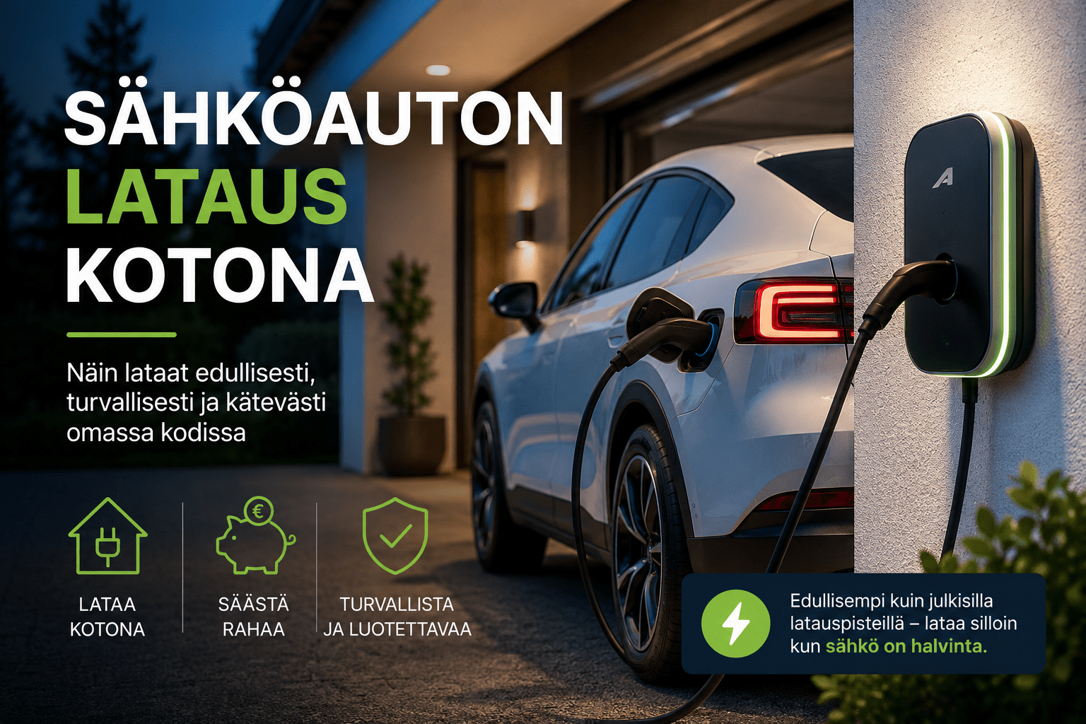 Sähköauton lataus kotona