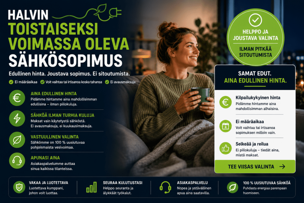 halvin toistaseksi voimassa oleva sähkösopimus