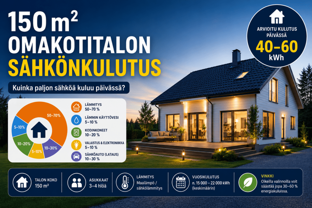 150m2 omakotitalon sähkönkulutus