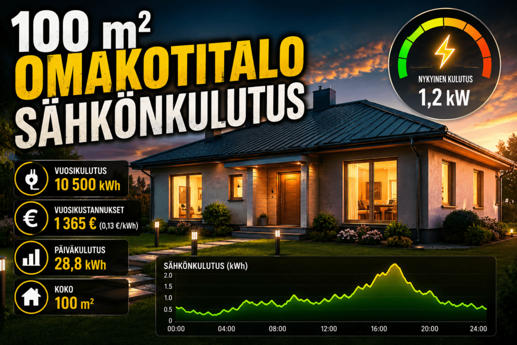 100 neliön omakotitalon sähkönkulutus