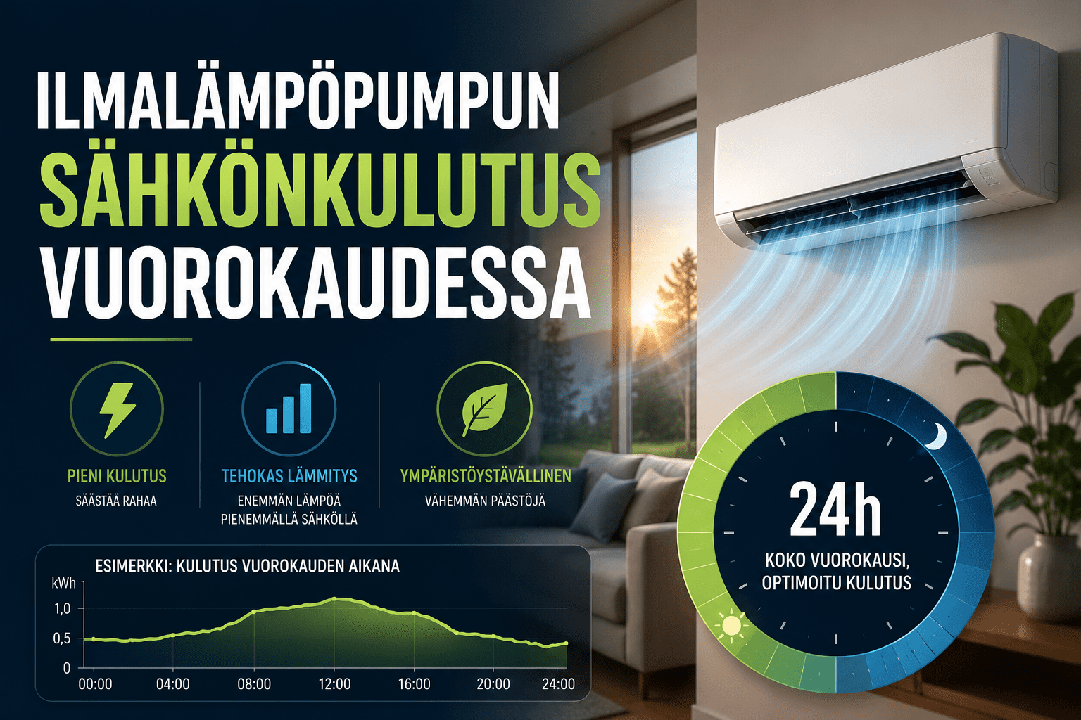 ilmalämpöpumpun sähkönkulutus vuorokaudessa