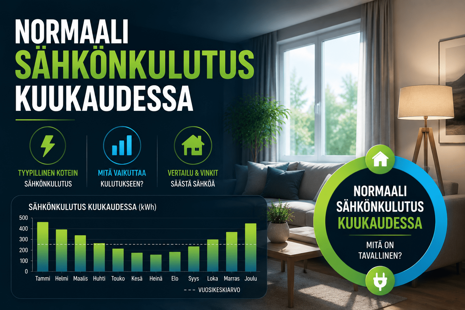 Normaali sähkönkulutus kuukaudessa