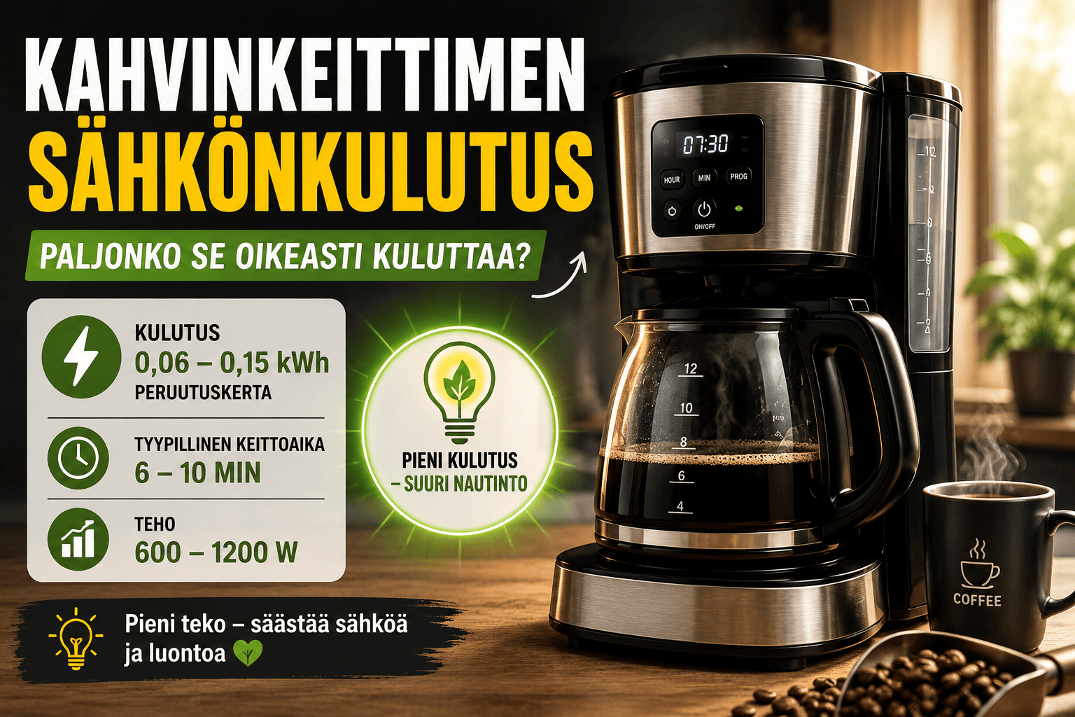 Kahvinkeittimen sähkönkulutus